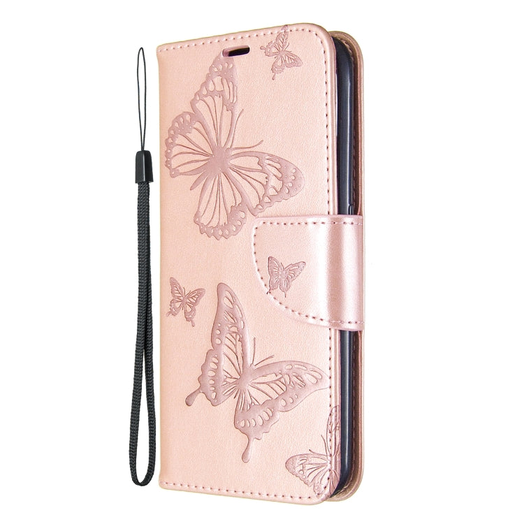 Two Butterflies Embossing Pattern Horizontal Flip Leather Case with Holder & Card Slot & Wallet & Lanyard, For Galaxy A01, For Galaxy A21