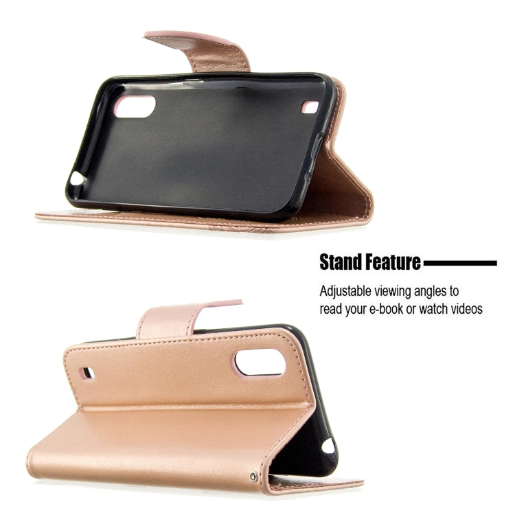 Two Butterflies Embossing Pattern Horizontal Flip Leather Case with Holder & Card Slot & Wallet & Lanyard, For Galaxy A01, For Galaxy A21