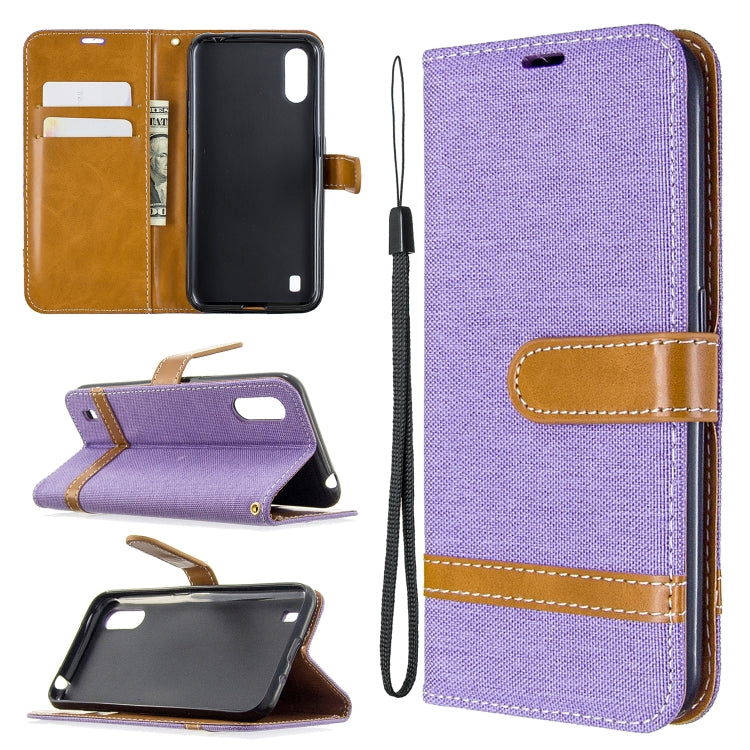 Color Matching Denim Texture Horizontal Flip Leather Case with Holder & Card Slots & Wallet & Lanyard, For Galaxy A01, For Galaxy A21