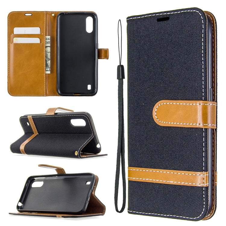 Color Matching Denim Texture Horizontal Flip Leather Case with Holder & Card Slots & Wallet & Lanyard, For Galaxy A01, For Galaxy A21