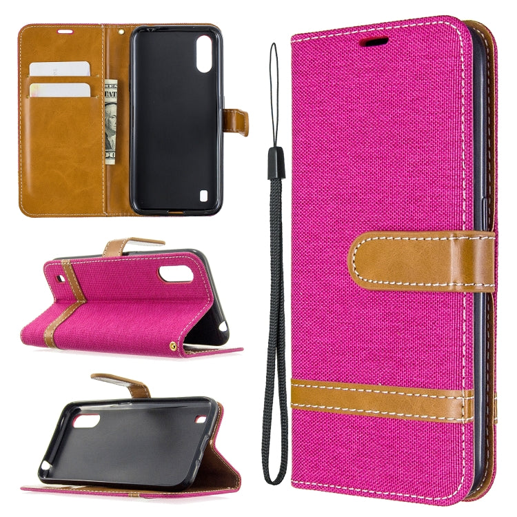 Color Matching Denim Texture Horizontal Flip Leather Case with Holder & Card Slots & Wallet & Lanyard, For Galaxy A01, For Galaxy A21