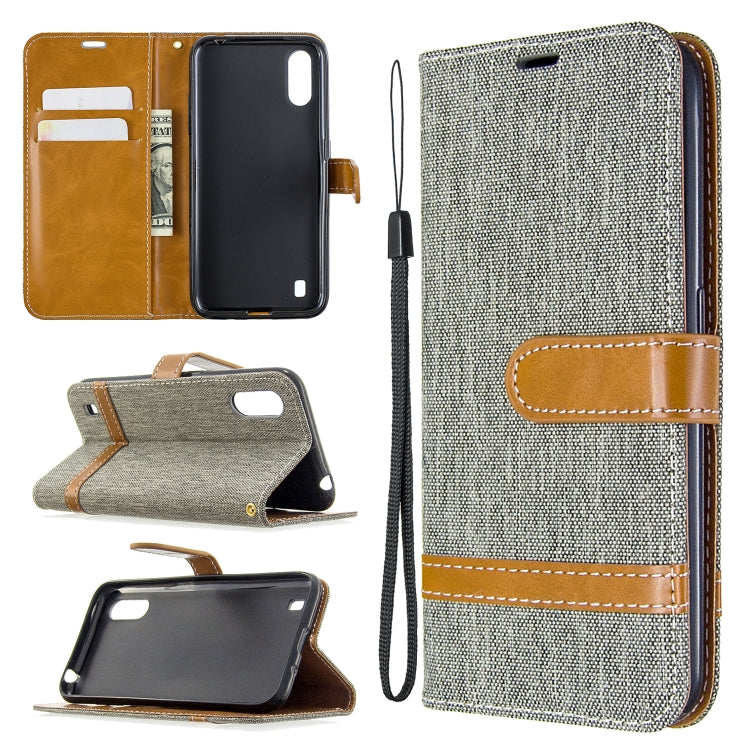 Color Matching Denim Texture Horizontal Flip Leather Case with Holder & Card Slots & Wallet & Lanyard, For Galaxy A01, For Galaxy A21