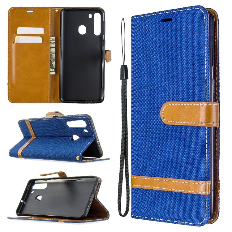 Color Matching Denim Texture Horizontal Flip Leather Case with Holder & Card Slots & Wallet & Lanyard, For Galaxy A01, For Galaxy A21