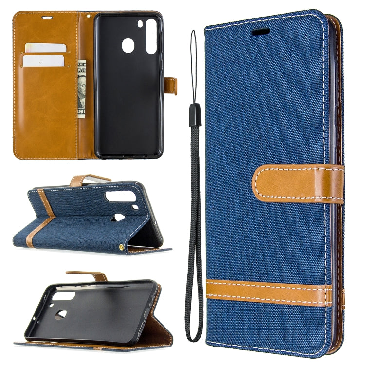 Color Matching Denim Texture Horizontal Flip Leather Case with Holder & Card Slots & Wallet & Lanyard, For Galaxy A01, For Galaxy A21