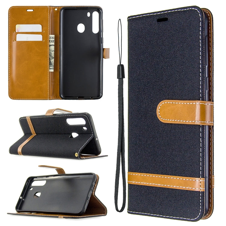 Color Matching Denim Texture Horizontal Flip Leather Case with Holder & Card Slots & Wallet & Lanyard, For Galaxy A01, For Galaxy A21