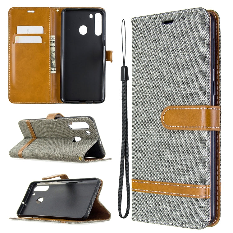 Color Matching Denim Texture Horizontal Flip Leather Case with Holder & Card Slots & Wallet & Lanyard, For Galaxy A01, For Galaxy A21