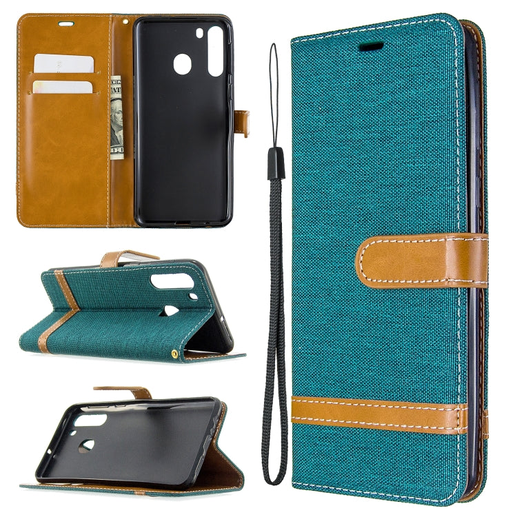 Color Matching Denim Texture Horizontal Flip Leather Case with Holder & Card Slots & Wallet & Lanyard, For Galaxy A01, For Galaxy A21