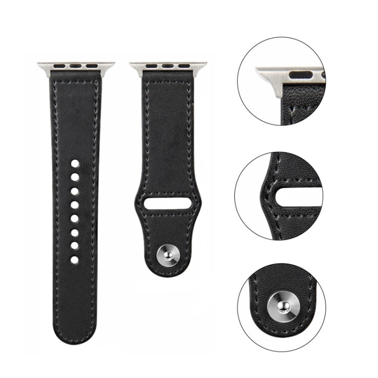 Nail Silver Buckle Leather Watch Band For Apple Watch Series, For Apple Watch Ultra 49mm&Watch Ultra 2 49mm / Series 9&8&7 45mm / SE 3&SE 2&6&SE&5&4 44mm, For Apple Watch Series 9&8&7 41mm / SE 3&SE 2&6&SE&5&4 40mm / 3&2&1 38mm�������������������������...