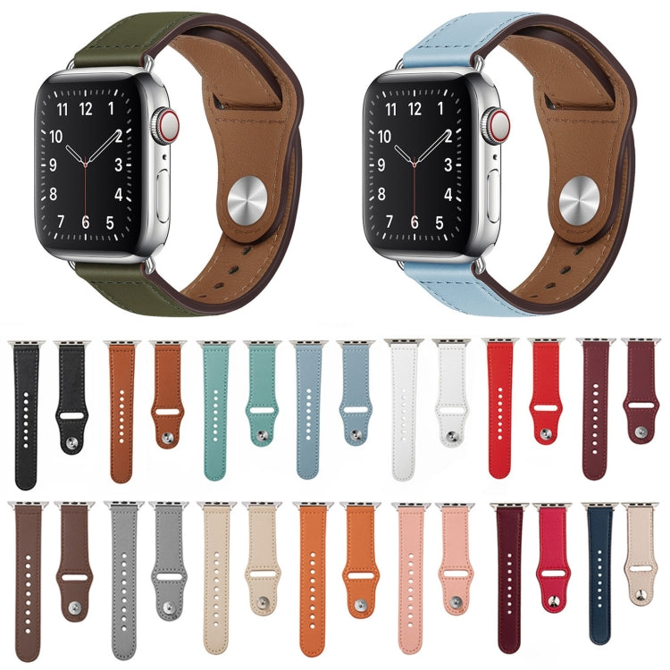 Nail Silver Buckle Leather Watch Band For Apple Watch Series, For Apple Watch Ultra 49mm&Watch Ultra 2 49mm / Series 9&8&7 45mm / SE 3&SE 2&6&SE&5&4 44mm, For Apple Watch Series 9&8&7 41mm / SE 3&SE 2&6&SE&5&4 40mm / 3&2&1 38mm�������������������������...