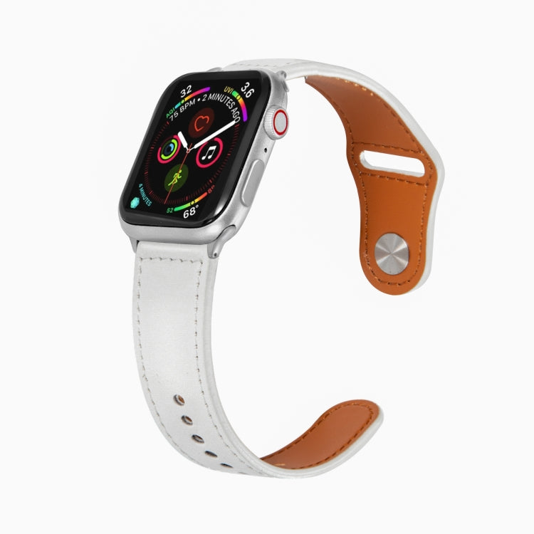 Nail Silver Buckle Leather Watch Band For Apple Watch Series, For Apple Watch Ultra 49mm&Watch Ultra 2 49mm / Series 9&8&7 45mm / SE 3&SE 2&6&SE&5&4 44mm, For Apple Watch Series 9&8&7 41mm / SE 3&SE 2&6&SE&5&4 40mm / 3&2&1 38mm�������������������������...