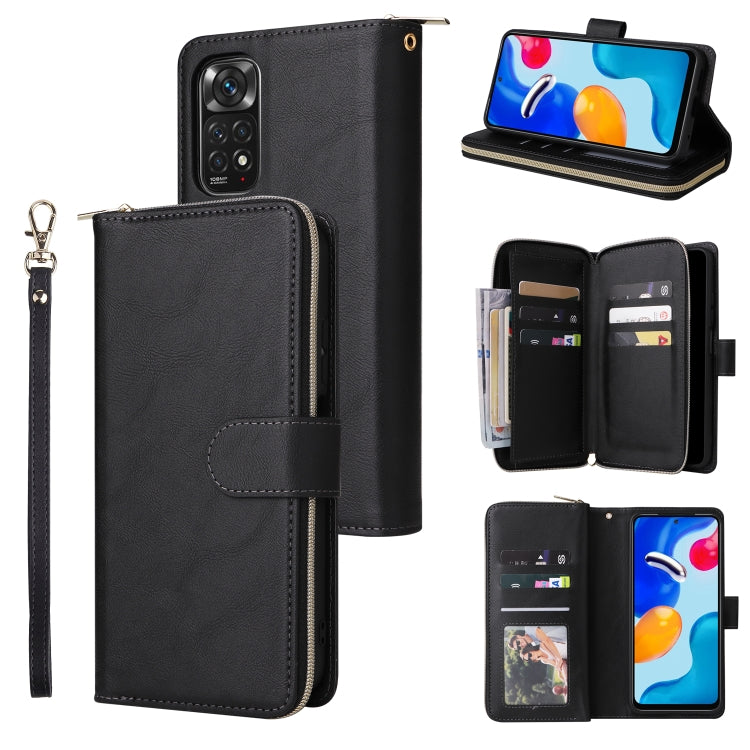9 Card Slots Zipper Wallet Bag Leather Phone Case, For Xiaomi Redmi Note 11S, For Samsung Galaxy A23