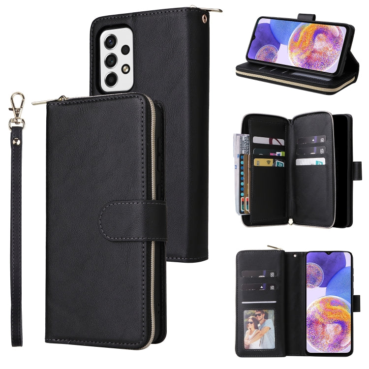 9 Card Slots Zipper Wallet Bag Leather Phone Case, For Xiaomi Redmi Note 11S, For Samsung Galaxy A23