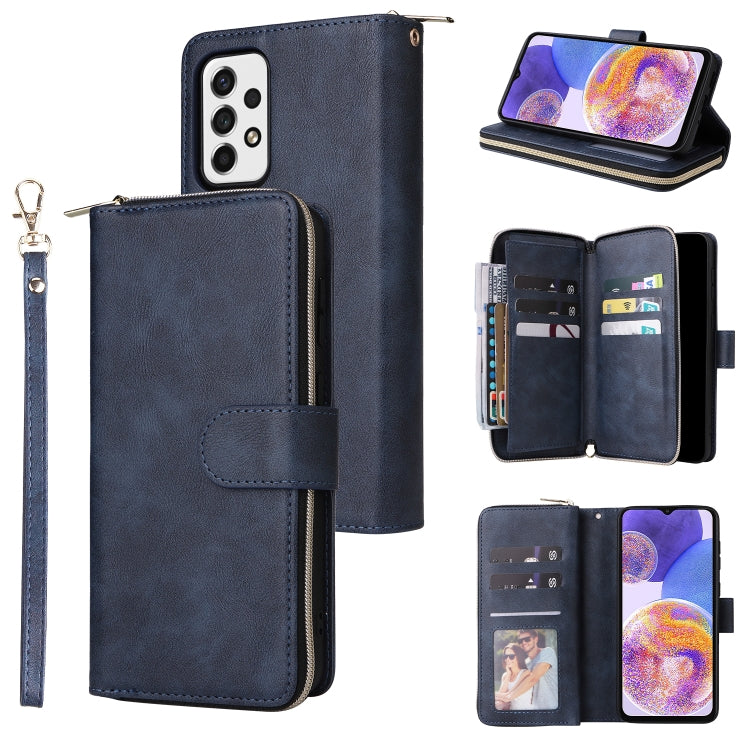 9 Card Slots Zipper Wallet Bag Leather Phone Case, For Xiaomi Redmi Note 11S, For Samsung Galaxy A23