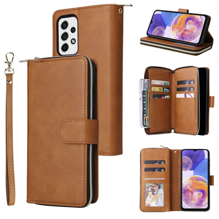 9 Card Slots Zipper Wallet Bag Leather Phone Case, For Xiaomi Redmi Note 11S, For Samsung Galaxy A23