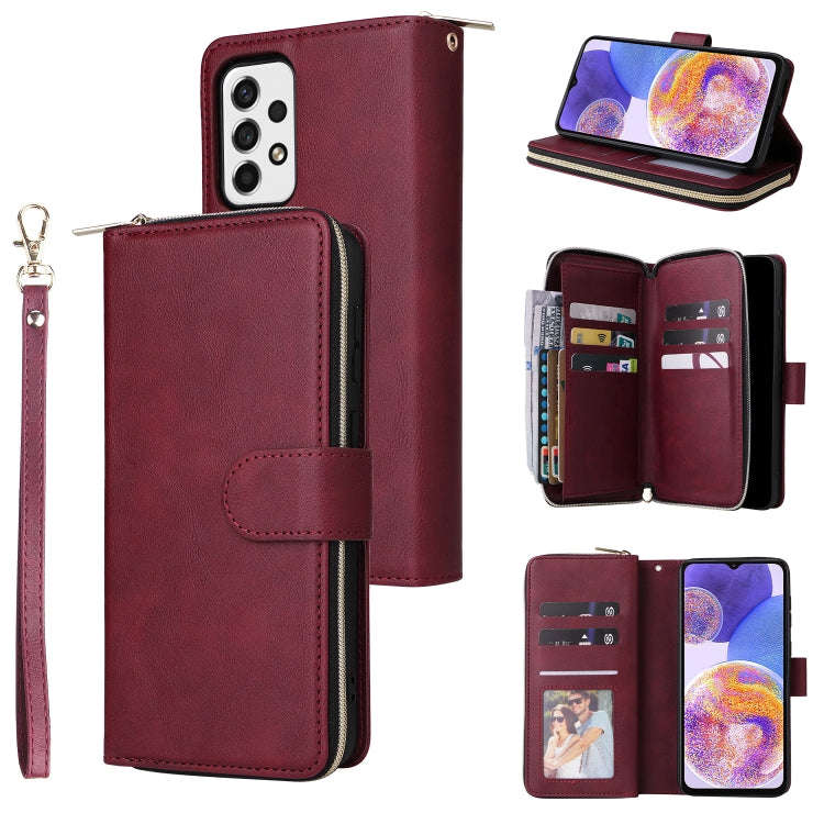 9 Card Slots Zipper Wallet Bag Leather Phone Case, For Xiaomi Redmi Note 11S, For Samsung Galaxy A23