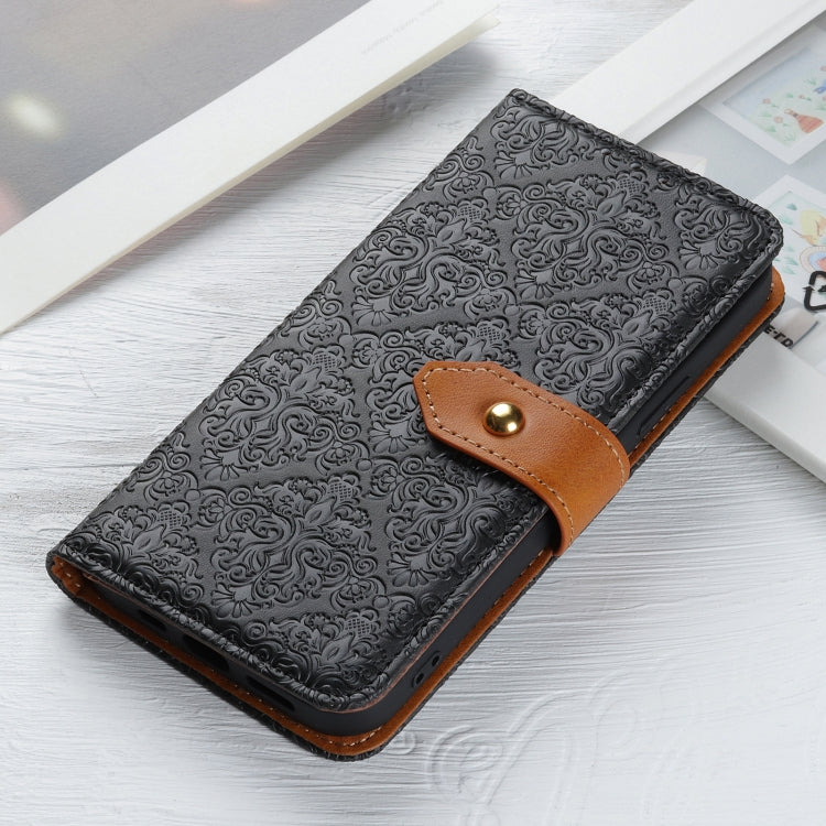 European Floral Embossed Copper Buckle Horizontal Flip PU Leather Phone Case, For iPhone 14, For iPhone 14 Plus, For iPhone 14 Pro, For iPhone 14 Pro Max