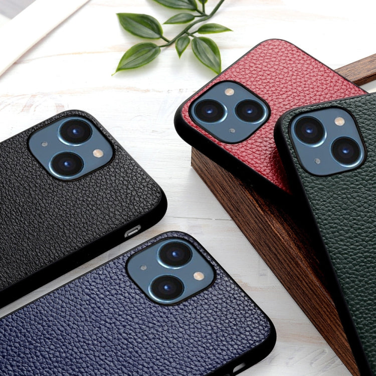Litchi Texture Genuine Leather Phone Case, For iPhone 14, For iPhone 14 Plus, For iPhone 14 Pro, For iPhone 14 Pro Max
