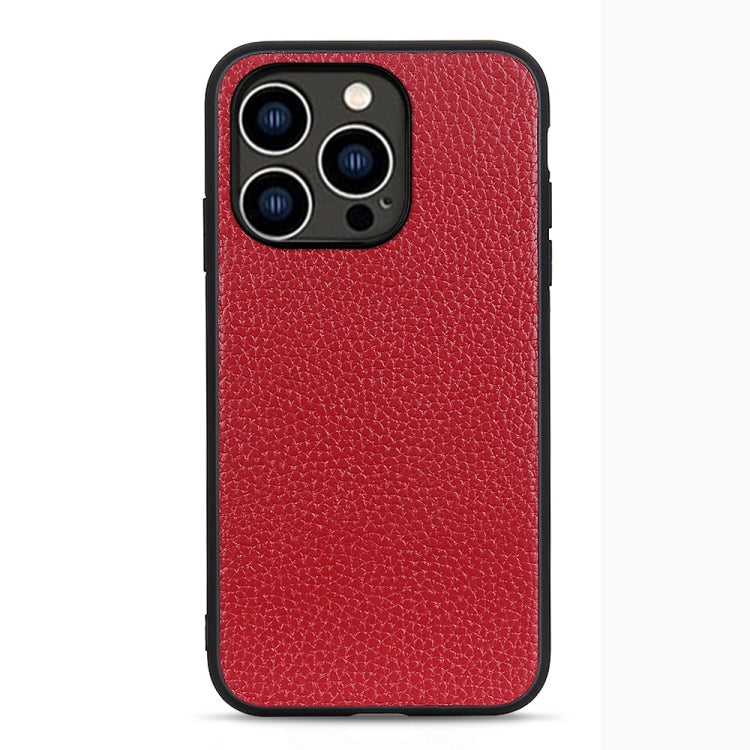 Litchi Texture Genuine Leather Phone Case, For iPhone 14, For iPhone 14 Plus, For iPhone 14 Pro, For iPhone 14 Pro Max