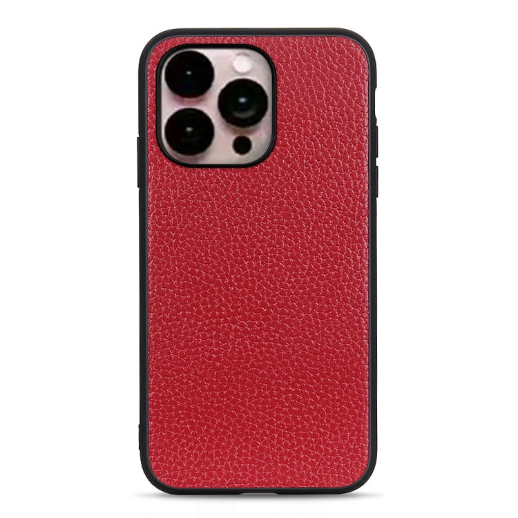 Litchi Texture Genuine Leather Phone Case, For iPhone 14, For iPhone 14 Plus, For iPhone 14 Pro, For iPhone 14 Pro Max