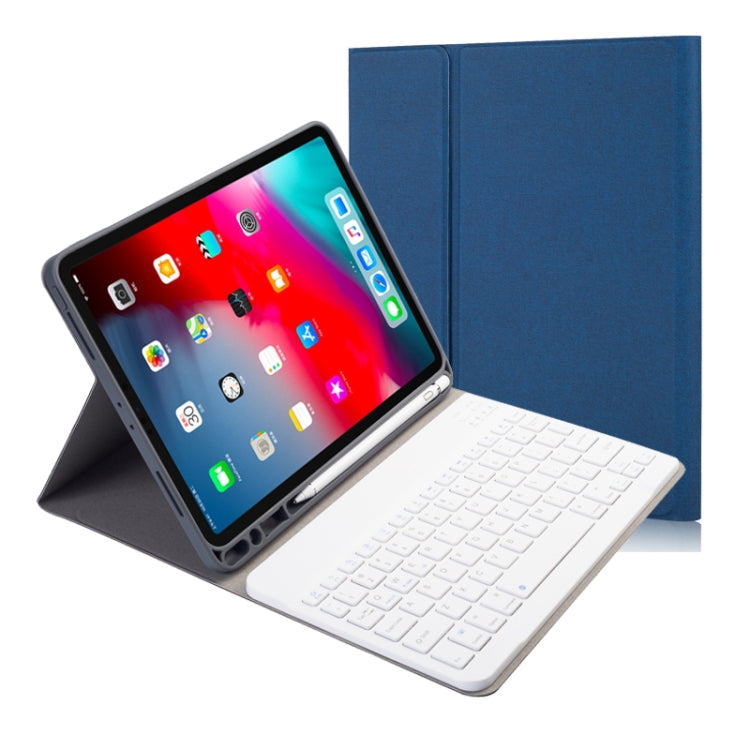 Étui en cuir à rabat horizontal avec clavier Bluetooth magnétique amovible et texture tissu pour iPad Pro 11 2020/2018, avec support et emplacement pour stylet, rétroéclairage RK11, RK11D
