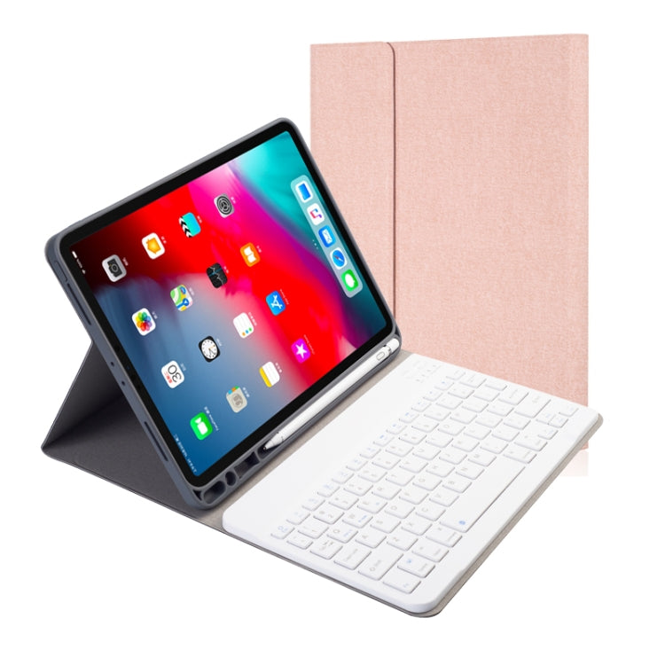 Étui en cuir à rabat horizontal avec clavier Bluetooth magnétique amovible et texture tissu pour iPad Pro 11 2020/2018, avec support et emplacement pour stylet, rétroéclairage RK11, RK11D