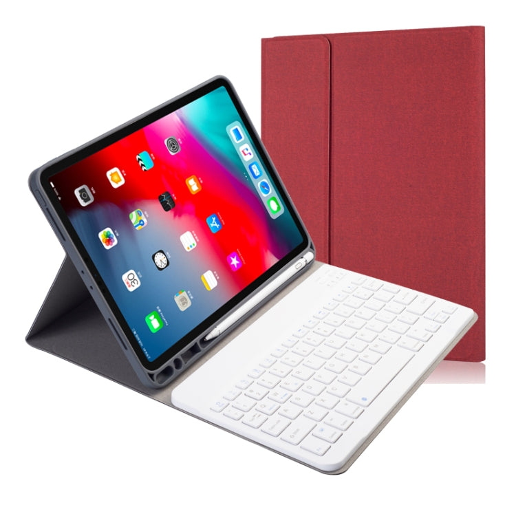 Étui en cuir à rabat horizontal avec clavier Bluetooth magnétique amovible et texture tissu pour iPad Pro 11 2020/2018, avec support et emplacement pour stylet, rétroéclairage RK11, RK11D