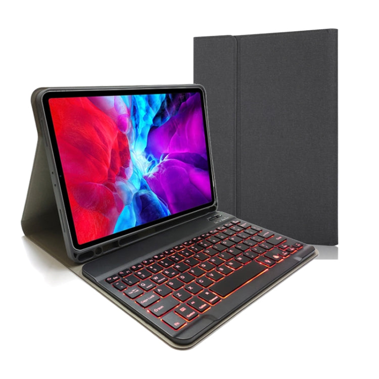Étui en cuir à rabat horizontal avec clavier Bluetooth magnétique amovible et texture tissu pour iPad Pro 11 2020/2018, avec support et emplacement pour stylet, rétroéclairage RK11, RK11D