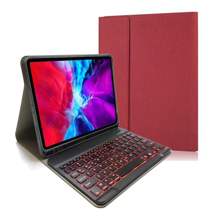 Étui en cuir à rabat horizontal avec clavier Bluetooth magnétique amovible et texture tissu pour iPad Pro 11 2020/2018, avec support et emplacement pour stylet, rétroéclairage RK11, RK11D
