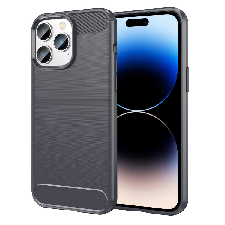 Brushed Texture Carbon Fiber TPU Phone Case, For iPhone 14 Pro, For iPhone 14 Pro Max, For iPhone 14 Plus, For iPhone 14