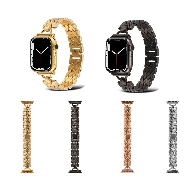 D-shaped Rhombus Metal Watch Band For Apple Watch Series, 7 41mm / 6&SE&5&4 40mm / 3&2&1 38mm, 7 45mm / 6&SE&5&4 44mm / 3&2&1 42mm