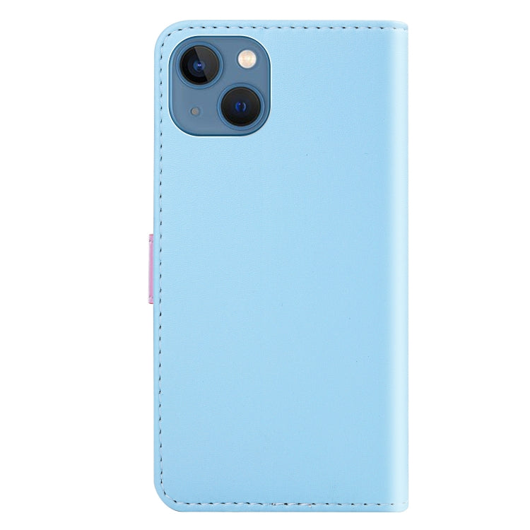 Étui à rabat en cuir avec coutures tricolores pour téléphone