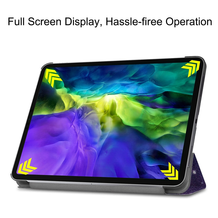 Étui en cuir TPU peint Custer pour tablette intelligente avec fonction veille, support à trois volets et emplacement pour stylet, pour iPad Pro 11 pouces 2020