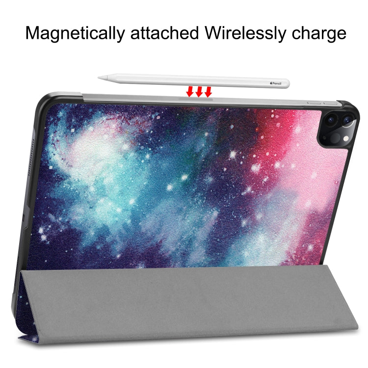 Étui en cuir TPU peint Custer pour tablette intelligente avec fonction veille, support à trois volets et emplacement pour stylet, pour iPad Pro 11 pouces 2020
