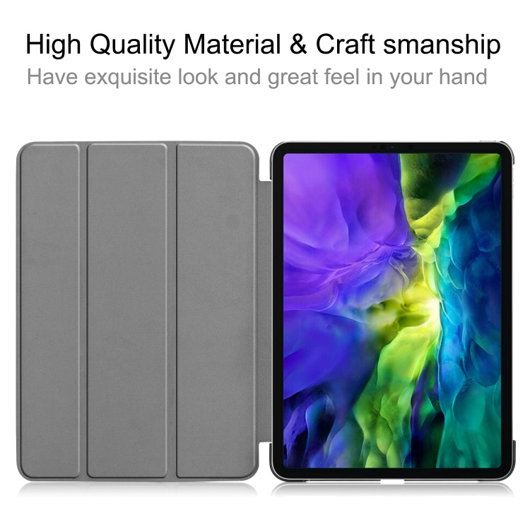 Étui en cuir TPU peint Custer pour tablette intelligente avec fonction veille, support à trois volets et emplacement pour stylet, pour iPad Pro 11 pouces 2020