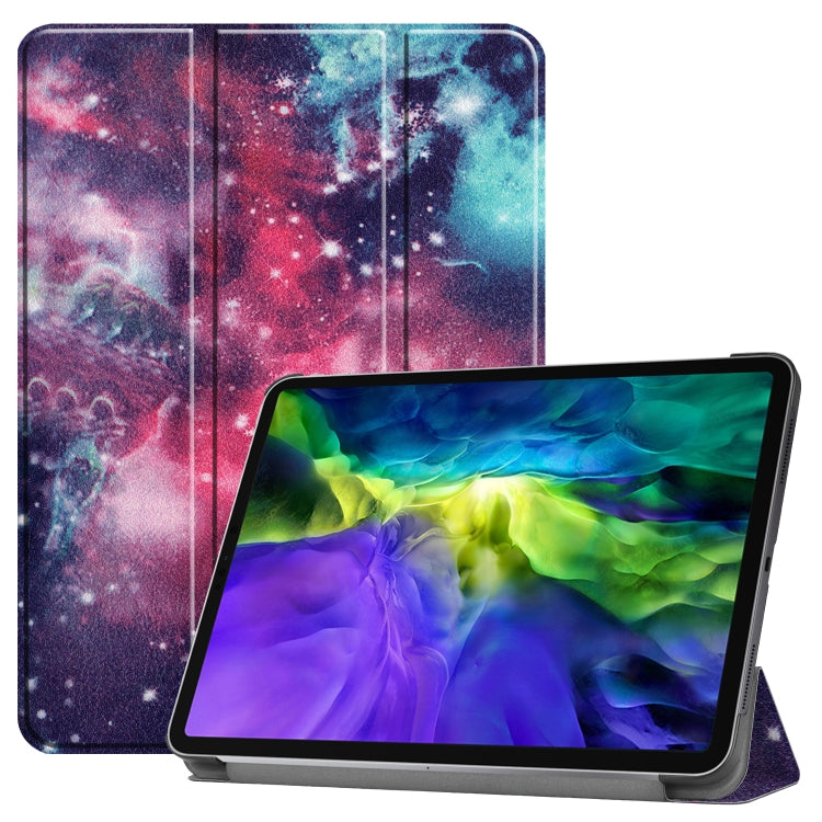 Étui en cuir TPU peint Custer pour tablette intelligente avec fonction veille, support à trois volets et emplacement pour stylet, pour iPad Pro 11 pouces 2020