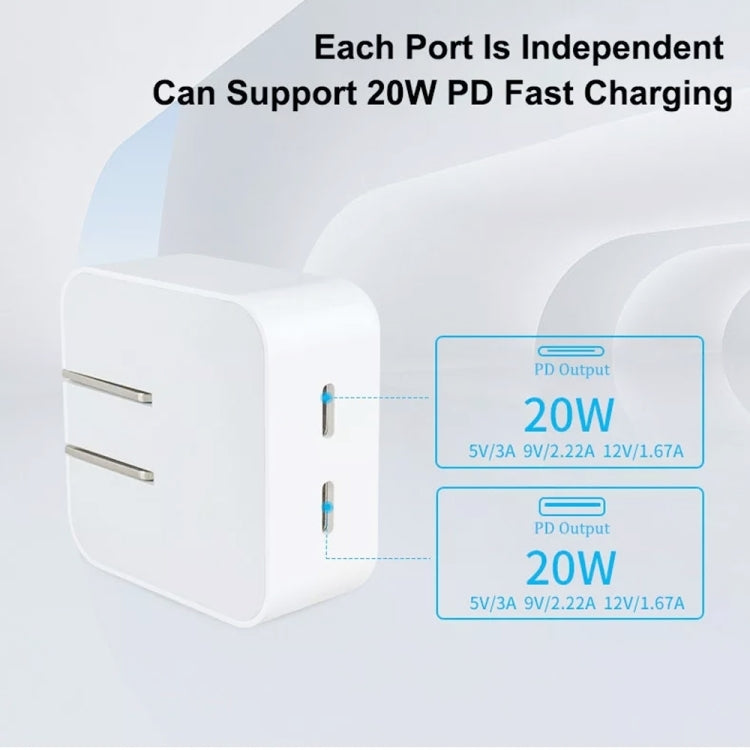 SDC-40W Dual PD USB-C / Type-C Charger for iPhone / iPad Series, AU Plug