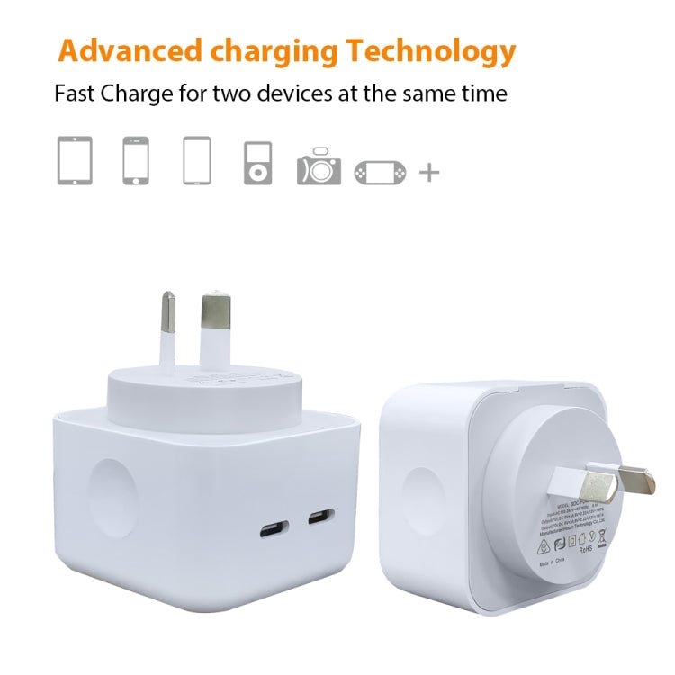 SDC-40W Dual PD USB-C / Type-C Charger for iPhone / iPad Series, AU Plug