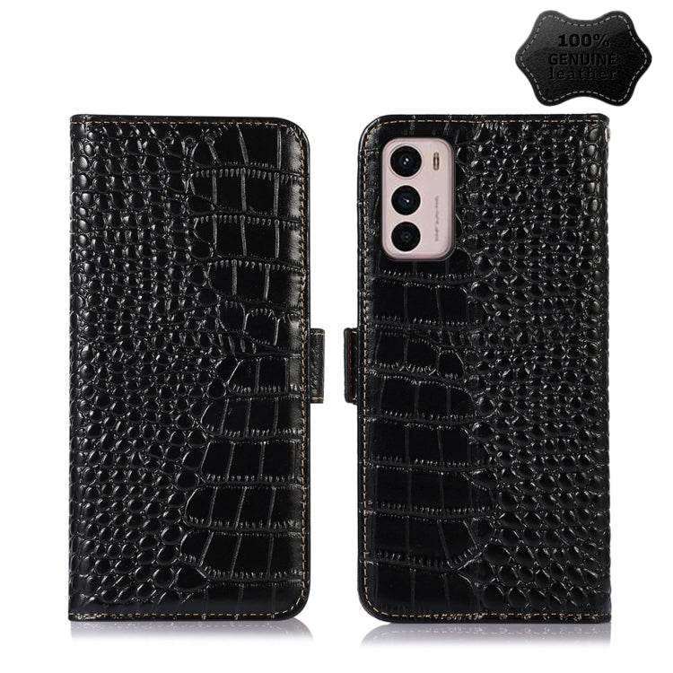 Crocodile Top Layer Cowhide Leather Phone Case, For Motorola Moto G42, For Xiaomi Redmi Note 11T Pro