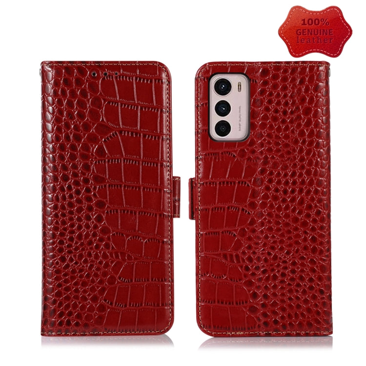 Crocodile Top Layer Cowhide Leather Phone Case, For Motorola Moto G42, For Xiaomi Redmi Note 11T Pro