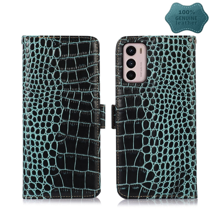 Crocodile Top Layer Cowhide Leather Phone Case, For Motorola Moto G42, For Xiaomi Redmi Note 11T Pro