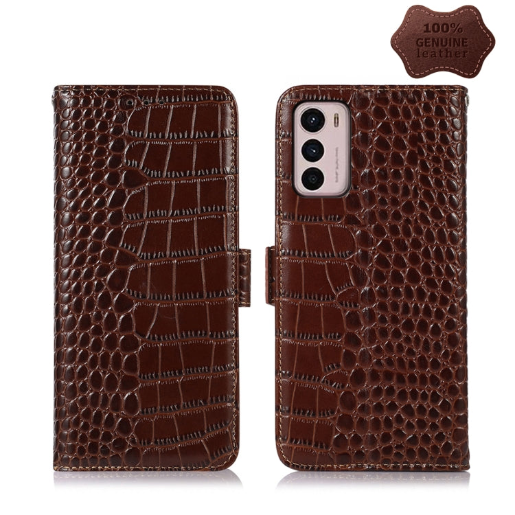 Crocodile Top Layer Cowhide Leather Phone Case, For Motorola Moto G42, For Xiaomi Redmi Note 11T Pro
