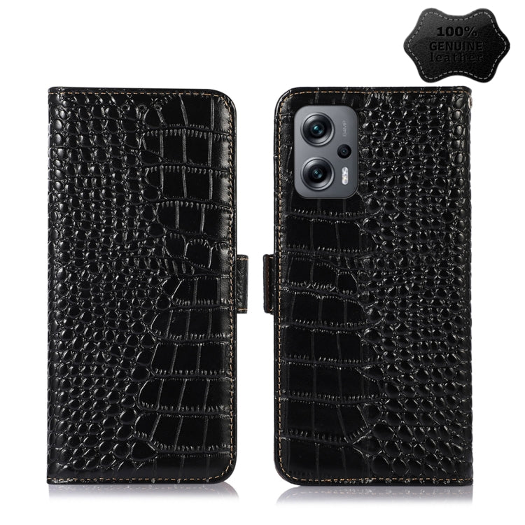 Crocodile Top Layer Cowhide Leather Phone Case, For Motorola Moto G42, For Xiaomi Redmi Note 11T Pro