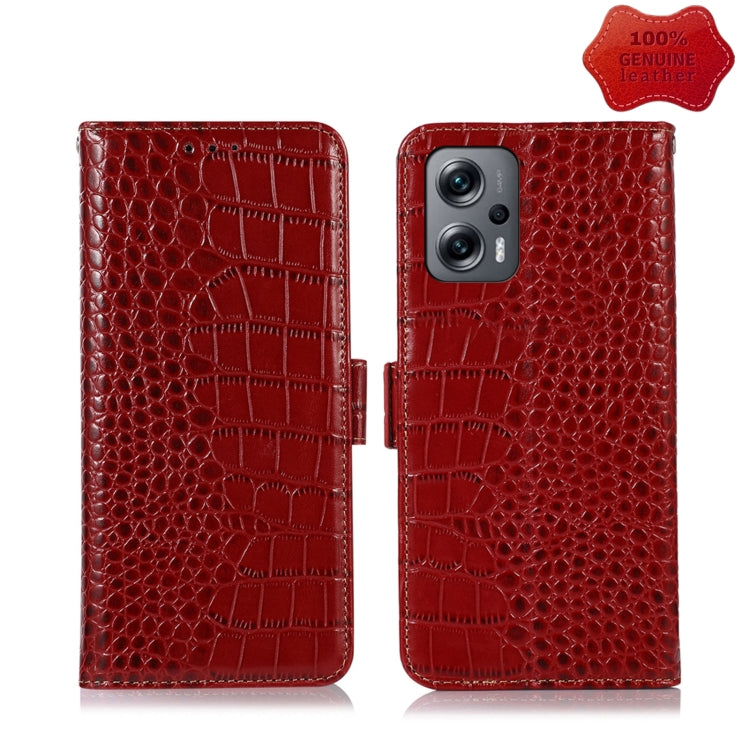 Crocodile Top Layer Cowhide Leather Phone Case, For Motorola Moto G42, For Xiaomi Redmi Note 11T Pro