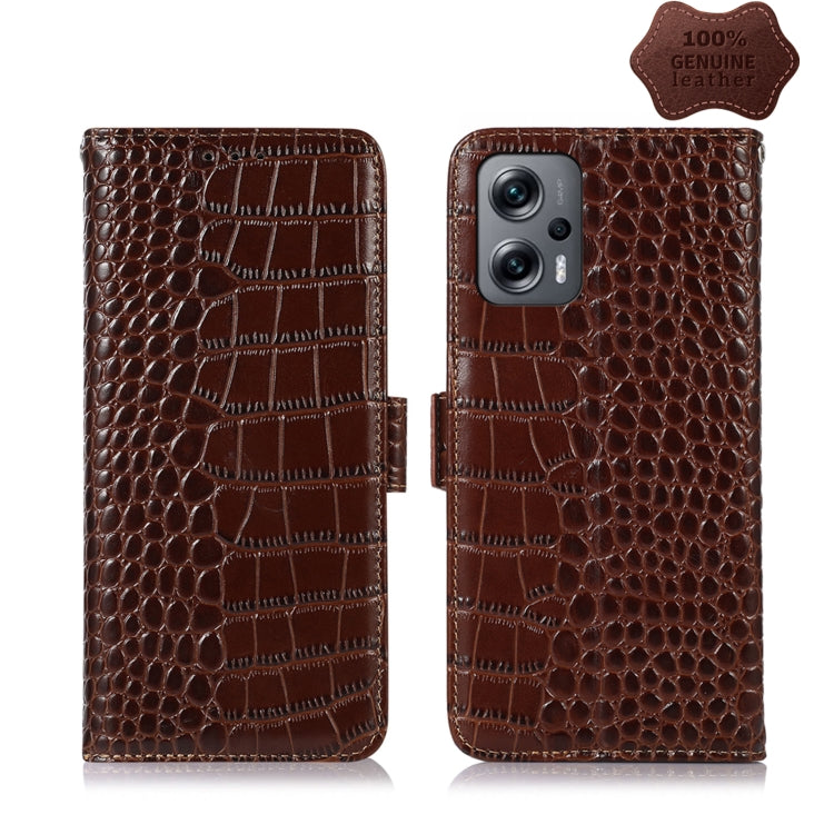 Crocodile Top Layer Cowhide Leather Phone Case, For Motorola Moto G42, For Xiaomi Redmi Note 11T Pro