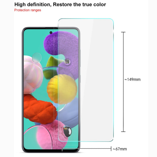 Close-up of IMAK H anti-shatter glass coating for Galaxy A51 smartphone