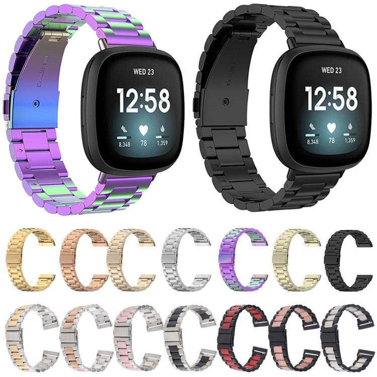 For Fitbit Versa 4/Sense 2/Versa 3/Sense 3 Beads Stainless Steel Watch Band