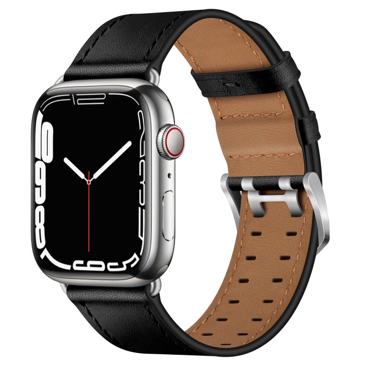 Double Buckles Leather Watch Band For Apple Watch Series, 7 41mm / 6&SE&5&4 40mm / 3&2&1 38mm, 7 45mm / 6&SE&5&4 44mm / 3&2&1 42mm