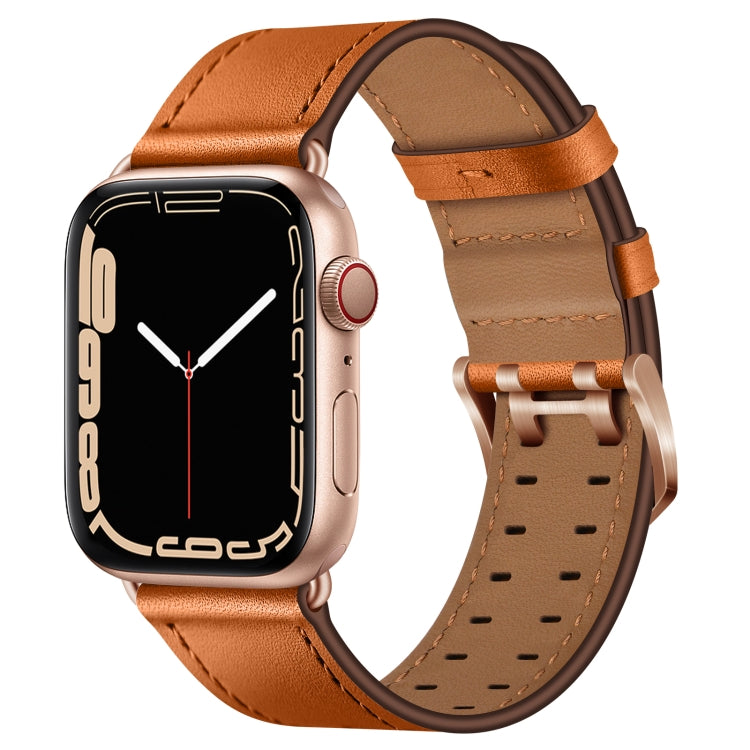 Double Buckles Leather Watch Band For Apple Watch Series, 7 41mm / 6&SE&5&4 40mm / 3&2&1 38mm, 7 45mm / 6&SE&5&4 44mm / 3&2&1 42mm