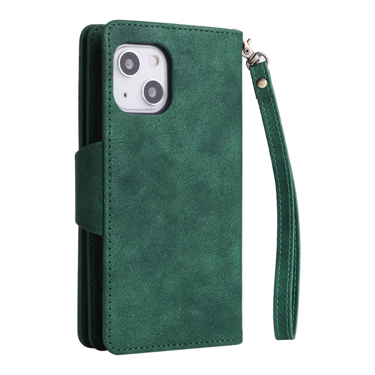 Rivet Buckle 9 Cards Three Fold Leather Phone Case