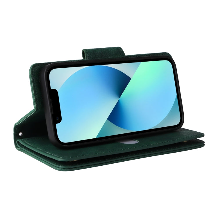 Rivet Buckle 9 Cards Three Fold Leather Phone Case